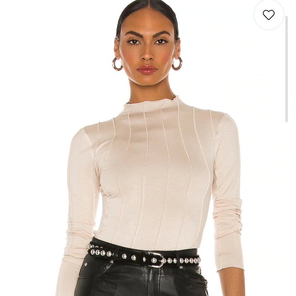 Lovers + friends seamed long sleeve top in beige